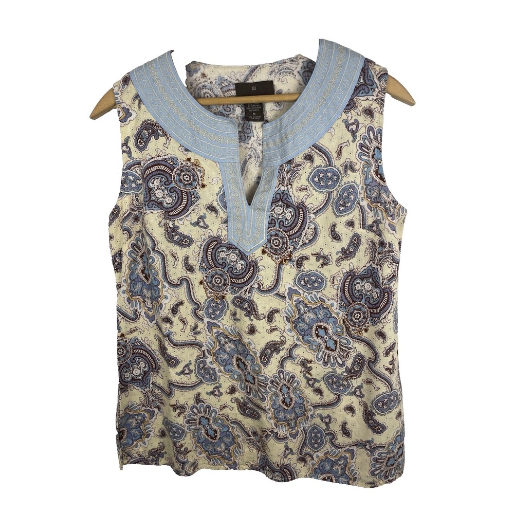 Finn Wright Manson women's size M Top Y2K Damask Paisley Embroidery Hippie Boho